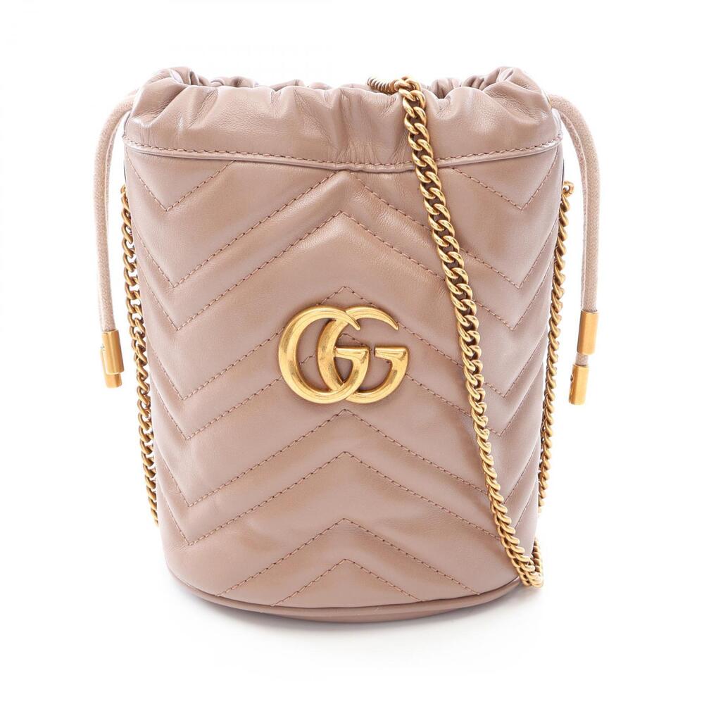 Gucci GG Marmont Bucket Bag Leather Shoulder Bag Gray